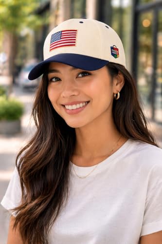 Unisex Baseball Cap with Embroidered American Flag Patch - Adjustable Cotton Hat for Sports Travel & Daily Wear