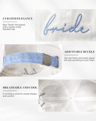 Bride and Groom Hats Wedding Couple Accessories White Blue Adjustable Cap