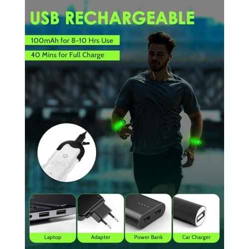 2025 New-Shaped Rechargeable LED Armband 2-Pack, High Visibility Reflective Running Gear for Night Safety, 5 Colors & 3 Modes Light Up Armbands for Night Walking, Cycling, Gift for Women Men