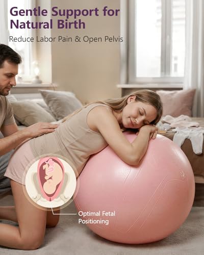 Pregnancy Birthing Ball 1.7mm Extra Thick Anti-Burst Yoga Ball for Labor & Support