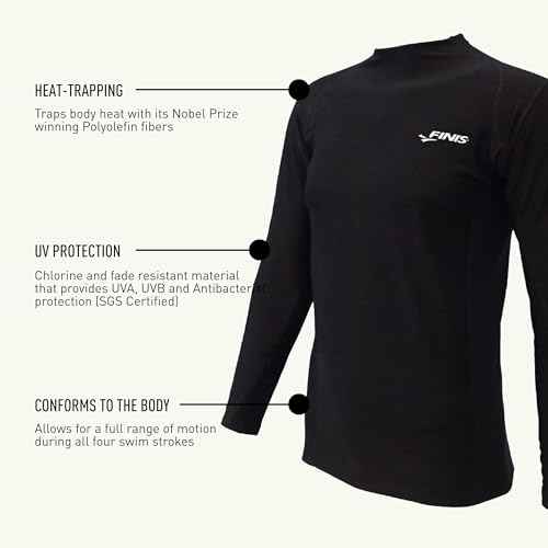 FINIS Thermal Swim Shirt - Heat-Retaining BiPoly Fabric - UPF 50 & Up UV Protection - Chlorine Resistant - Youth