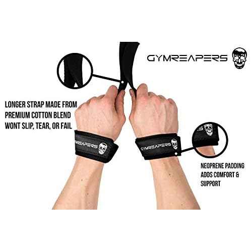 Gymreapers Lifting Wrist Straps for Weightlifting, Bodybuilding, Powerlifting, Strength Training, & Deadlifts - Padded Neoprene with 18 inch Cotton
