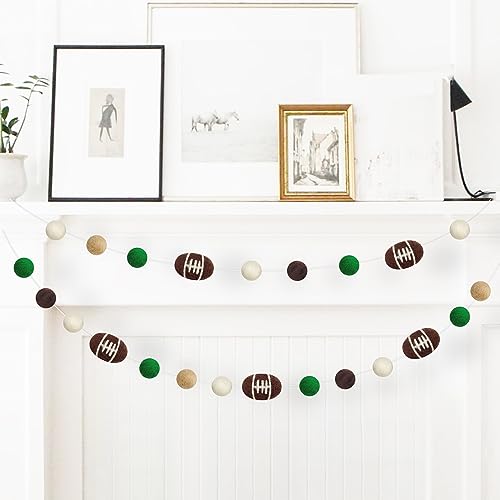 Football Felt Ball Garland - Rugby Pom Poms Banner 23 Balls - Party Decor