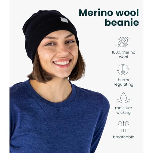 Merino Wool Beanie Men and Women ? Novelty Cuff Merino Wool Hats for Men and Women - Unisex Adult Beanie Hat and Socks