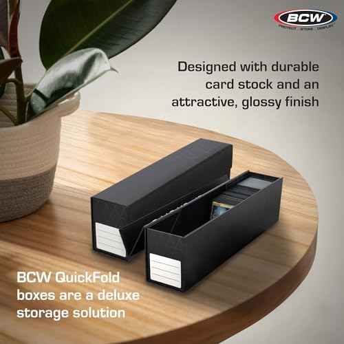BCW QuickFold Card Boxes for Sleeved Cards - 12 Pack | Not for Toploaders | Magnetic Closure Card Storage Box | Holds 500 to 1200 Cards Each | Fits Trading Card Dividers | Easy to Assemble