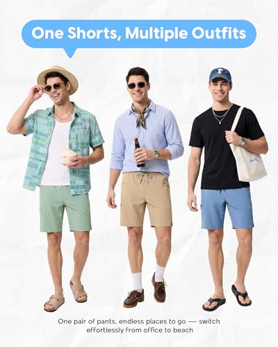 Men's 9 Inch Unlined Swim Trunks with Zipper Pockets - Quick Dry Beach Shorts