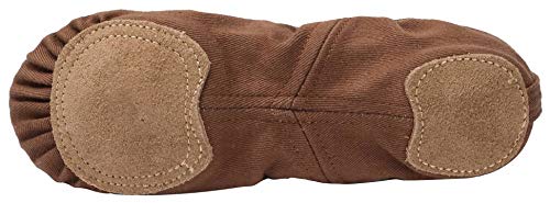 Women and Girls Ballet Shoes - Canvas Split Sole Dance Sneakers - Coffee 8