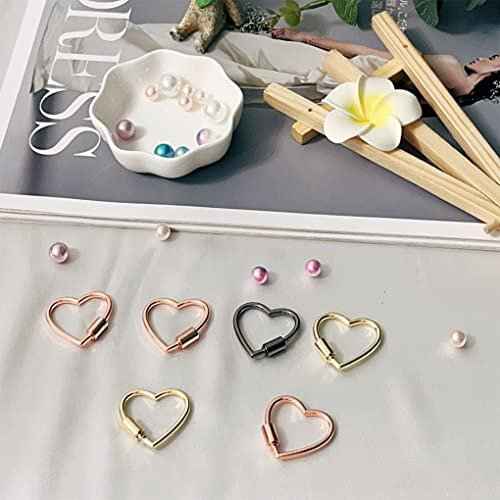 6 pcs 30mm Heart Shape Carabiner Aluminum Ring Keychain Carabiner Bulk Hook Bag for Camping Hiking Fishing Travel Dog Leash by