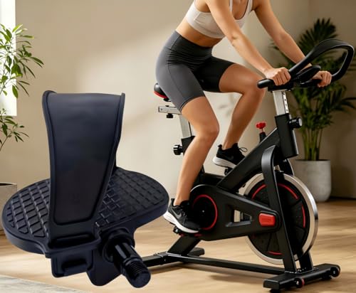 Pro Spin Bike Pedals with Adjustable PVC Straps - Black B, 9/16" Spindle, Heavy Duty
