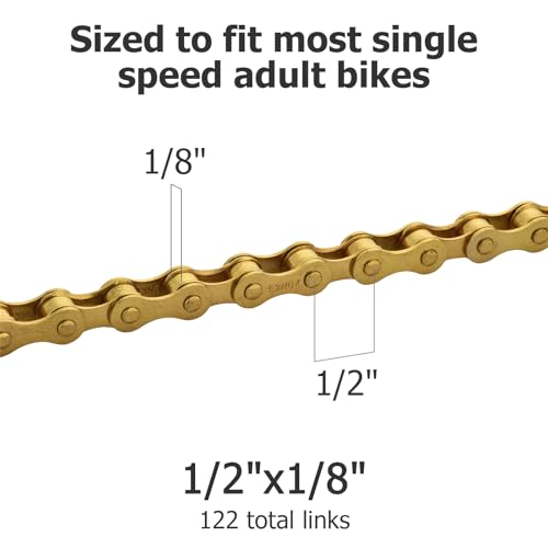 Single-Speed Bike Chain 1/2 x 1/8 Inch, 122 Links, Reusable Drive Chain