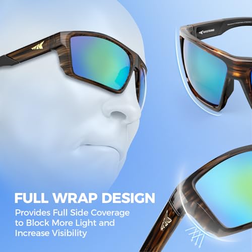 Polarized Bifocal Sunglasses with Wrap Frame - Brown-Green Mirror, 2.5 Reading