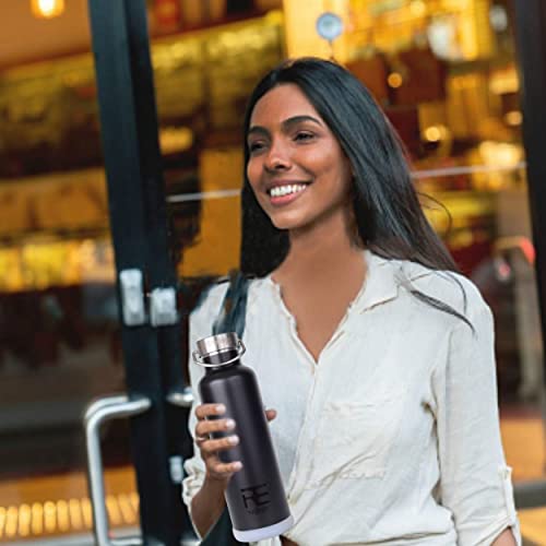 Insulated Water Bottle 25oz with Straw and Bonus Lids - Leak Proof Vacuum Flask for Hot Cold Drinks