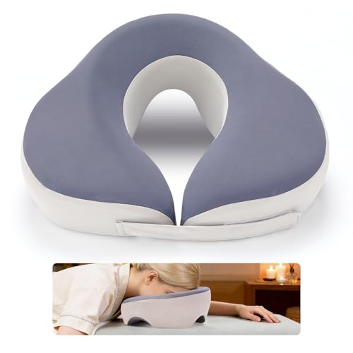 Face Down Pillow for Eye Surgery Recovery – Grey Bamboo Charcoal Memory Foam Prone Pillow with Adjustable Width & 3 Acoustic Airflow Vents