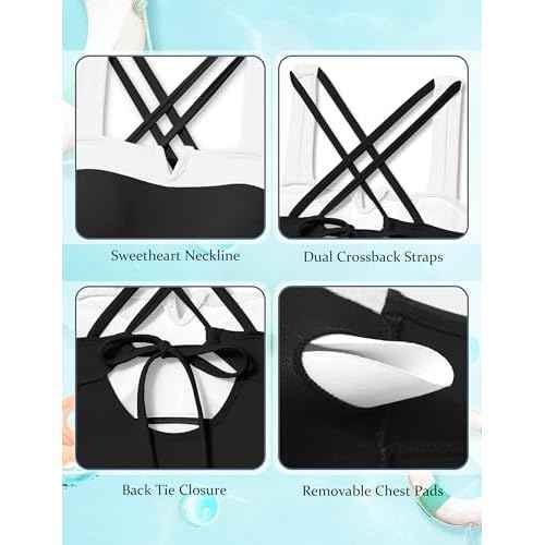 Shallmu Girls One Piece Swimsuits Color Block Dual Crossback Straps with Cover Up Skirt Girl's Swimwear 9-16Y