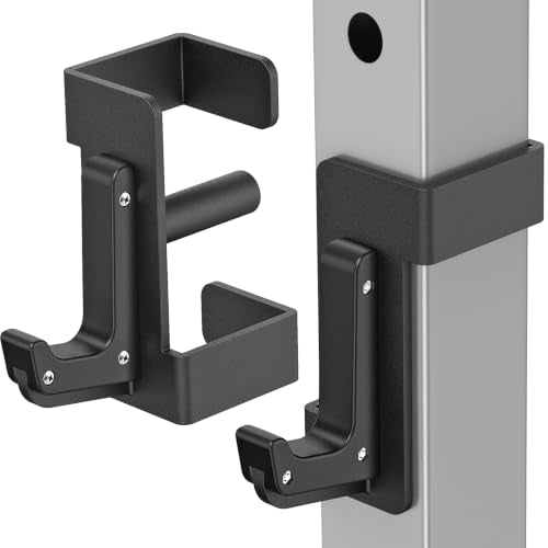 Heavy-Duty Power Rack J Hooks for 3x3 Inches with 1-Inch Holes - Black