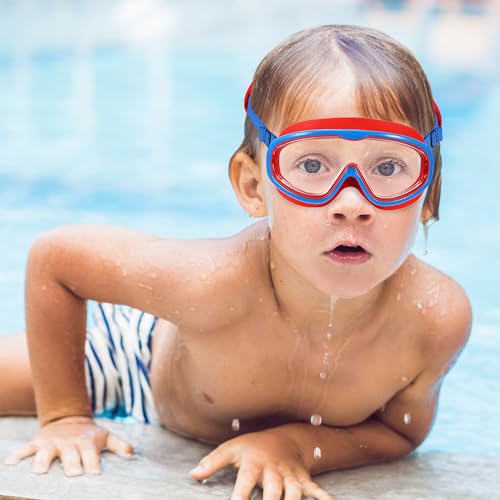 Kids Swim Goggles Age 3-8 2-Pack - Toddler Child Swimming Mask No Hair Pull - Bat & Spider Variation