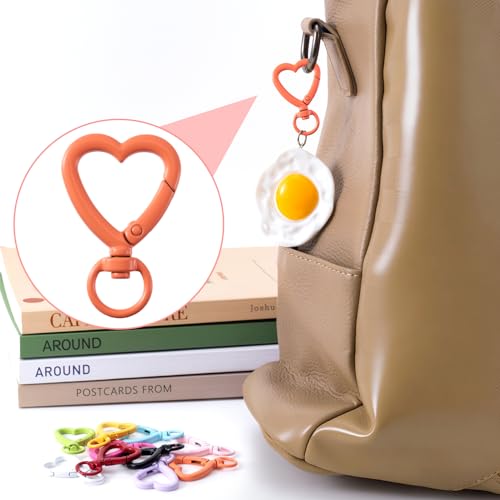 Colorful Heart Keychain Clips Set - 20pcs Spring Snap Hooks for Bags & DIY Crafts