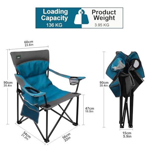 Northroad Heavy-Duty Foldable Camping Chair Blue Support Up to 300lbs Outdoor