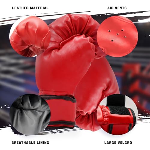 Kids Boxing Set with 2 Pairs of 6oz Gloves Headgear and Gear - Red & Blue / 6oz