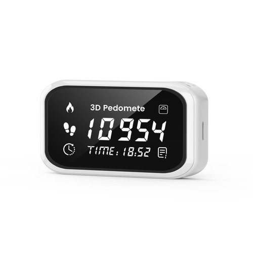 3D Pedometer Step Counter for Walking, Running & Fitness - Accurate Step & Calorie Tracker with LCD Display, Waist Clip & Armband, Rechargeable Battery - Track Daily Activity & Health Data, White