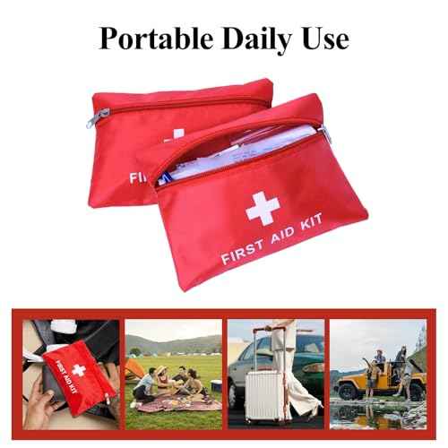 HNYG 12 Pcs First Aid Bags Empty,Mini First Aid Pouch Empty,Mini First Aid Kit Bulk,Zipper Pouches for Emergency,Travel and Outdoor.(4.3 x 6.3 inch)