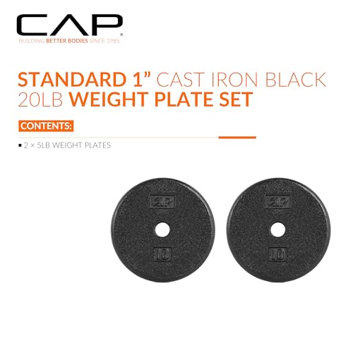 Black 10 lb Pair of Cast Iron Weight Plates for 1-Inch Barbell - Set of 2