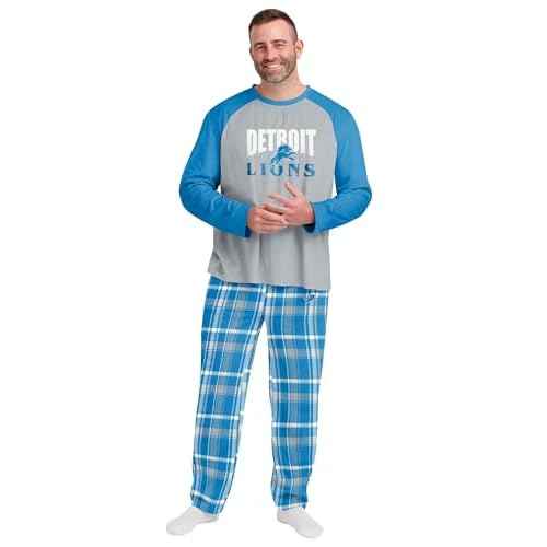 FOCO Detroit Lions Men's Pajama Shirt and Pants Lounge Set