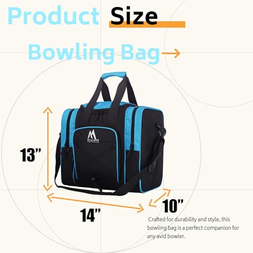 Blue Bowling Ball Bag for Single Ball with Padded Holder and Shoes Up to Men's Size 14