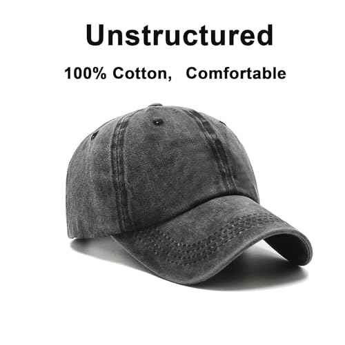 PFFY 2 Packs Vintage Washed Distressed Baseball Cap Golf Dad Hat for Men Women