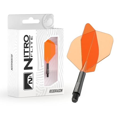 RED DRAGON Nitro Flite Dart Flights & Stem System No.2 Medium Black & Orange