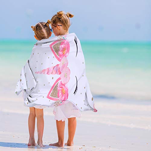 Unicorn Beach Towel for Kids - Personalized Microfiber Summer Travel Blanket