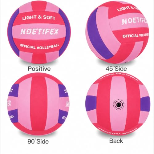 Soft Volleyball for Indoor Practice - Noetifex Light Cushion Ball, Red Pink Purple Premium Variation