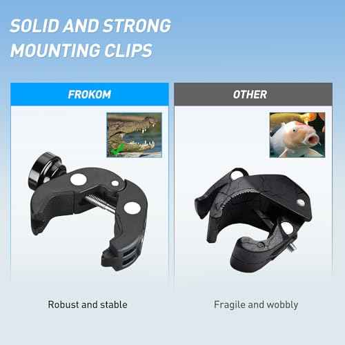 Frokom Motorcycle ATV Cup Holder, Universal Water Bottle Holder with 0.5¡±- 1.57¡± Metal Clamp, Upgraded Drink Holder for Motorcycle Bike Baby Stroller Wheelchair Golf Push Cart Marine Boat Tractor