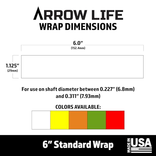 6 Inch Arrow Wraps - White / 1.125 Inch, 12 Pack for Arrow Visibility
