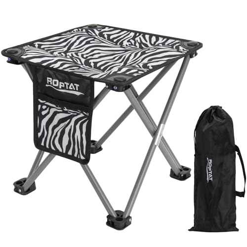 Roptat Camping Stool,Portable Folding Compact Lightweight Stool Seat for Camping Fishing Hiking Gardening Outdoor Walking Backpacking Travelling and Beach with Carry Bag (Zebra)