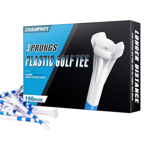 Golf Tees 3-1/4 Inch Pack of 100 - Premium 3-Prong Plastic Stability & Long Distance