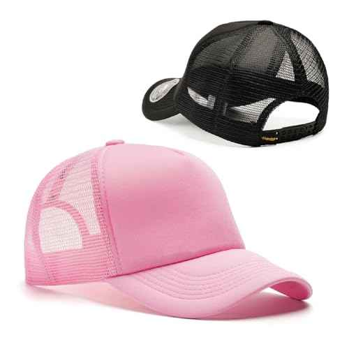 Vogcolab 2-Pack Classic Foam Trucker Hat Summer Mesh Hat Lightweight Adjustable Back Buckle Strap