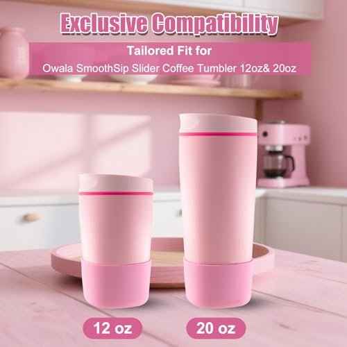 2pcs Silicone Boot for Owala SmoothSip Slider 12oz 20oz, Anti-Slip Protective Sleeve for Owala Coffee Tumbler Travel Mug Cover Base Accessories, BPA-Free