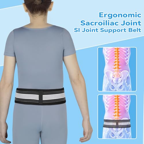 Adjustable Sacroiliac Hip Belt for Back Pain Relief - Black & White / Hip Strap-L