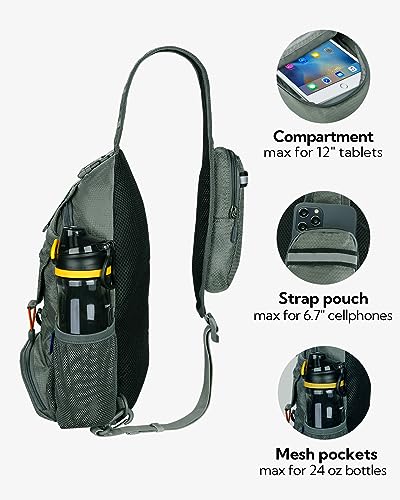 Waterfly Grey Packable Crossbody Sling Backpack for Hiking Travel