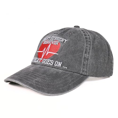 InnoBeta Heart Surgery Recovery Gifts Cap for Men, Women, Funny Adjustable Embroidered Hat Baseball Cap Grey