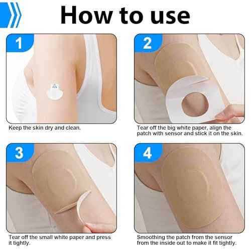 25 Pack Adhesive Patches for Guardian 3/4 and Freestyle Libre 1/2/3 - Enlite - Insulin Pumps Sensor, Waterproof CGM Sensor Patches, no Glue on The Center, Continuous Glucose Monitor Sensor Cover(Tan)