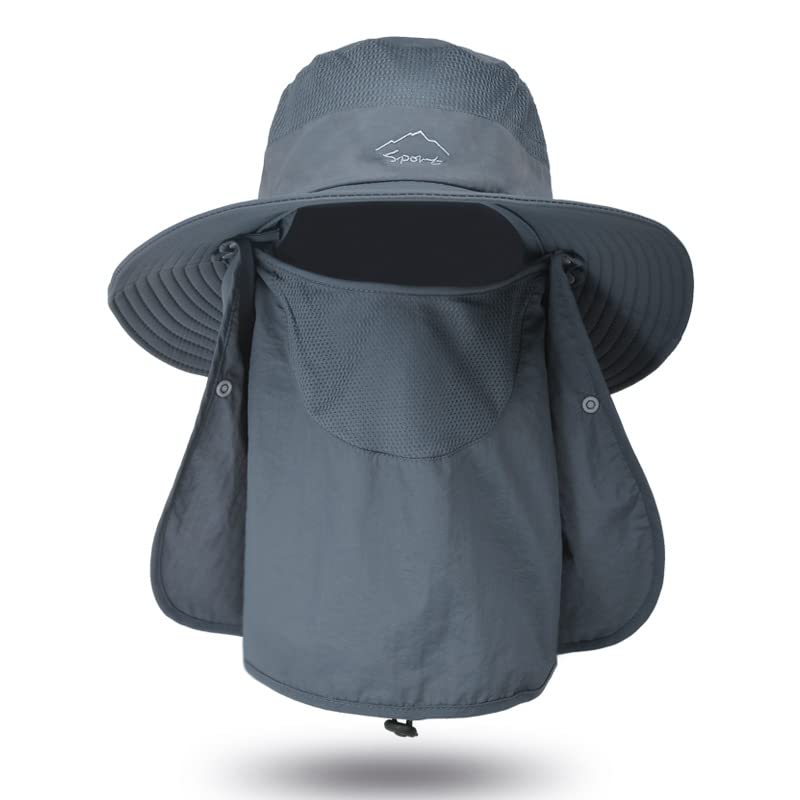 Men's 3-in-1 Sun Fishing Hat Outdoor Boonie Cap - Dark Grey, One Size
