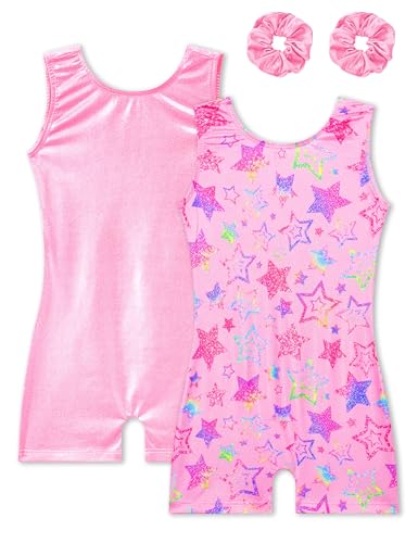 Girls Gymnastics Leotard 4-Way Stretch Quick Dry Racerback 1-10Y Pink 4-5T