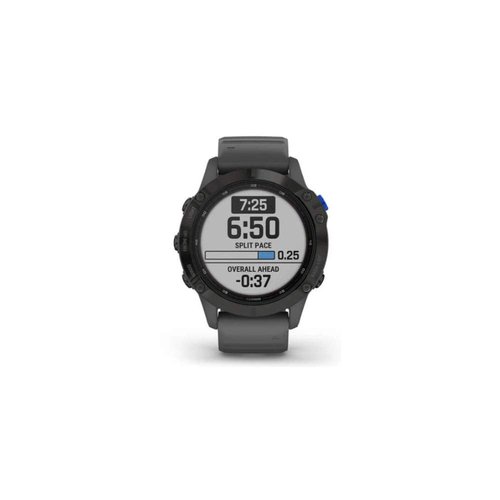 Garmin 010-02410-10 fenix 6 Pro Solar, Multisport GPS Watch with Solar Charging Capabilities, Advanced Training Features and Data, Black with Slate Gray Band