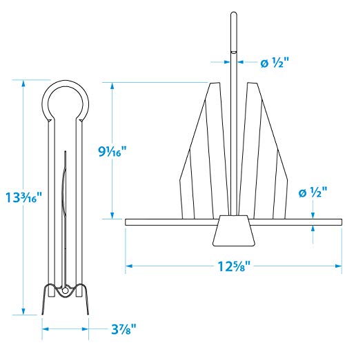 Seachoice Utility Anchor w/ Slip Ring, Size 7E, Galvanized Steel