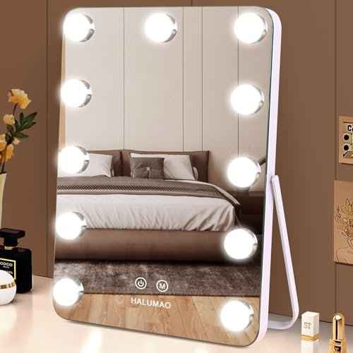 14.6" Vanity/Makeup Mirror with Lights, Hollywood Mirror with 11 Dimmable LED Bulbs,3 Color Modes,Touch Control