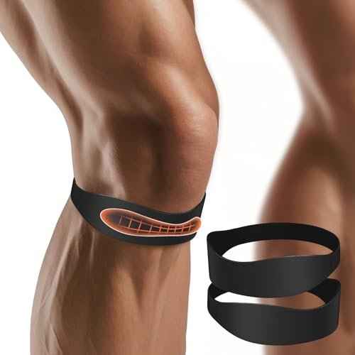 2PCS Patella Band, Patellar Tendon Support Strap for Knee Pain and Tendonitis, Knee Brace for Women & Men, Patella Support Strap for Soccer, Basketball, Running, Tennis, Lightweight Patella Stabilizer for Left & Right Knee - Black
