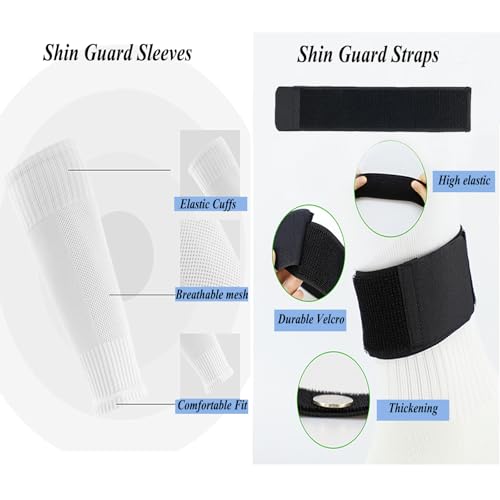 Men's Soccer Non-Slip Ball Socks with Shin Guard Straps - Black with Straps