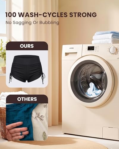 High-Waist Leakproof Period Swimwear Boyshorts for Teens with Side Ties - Small Black